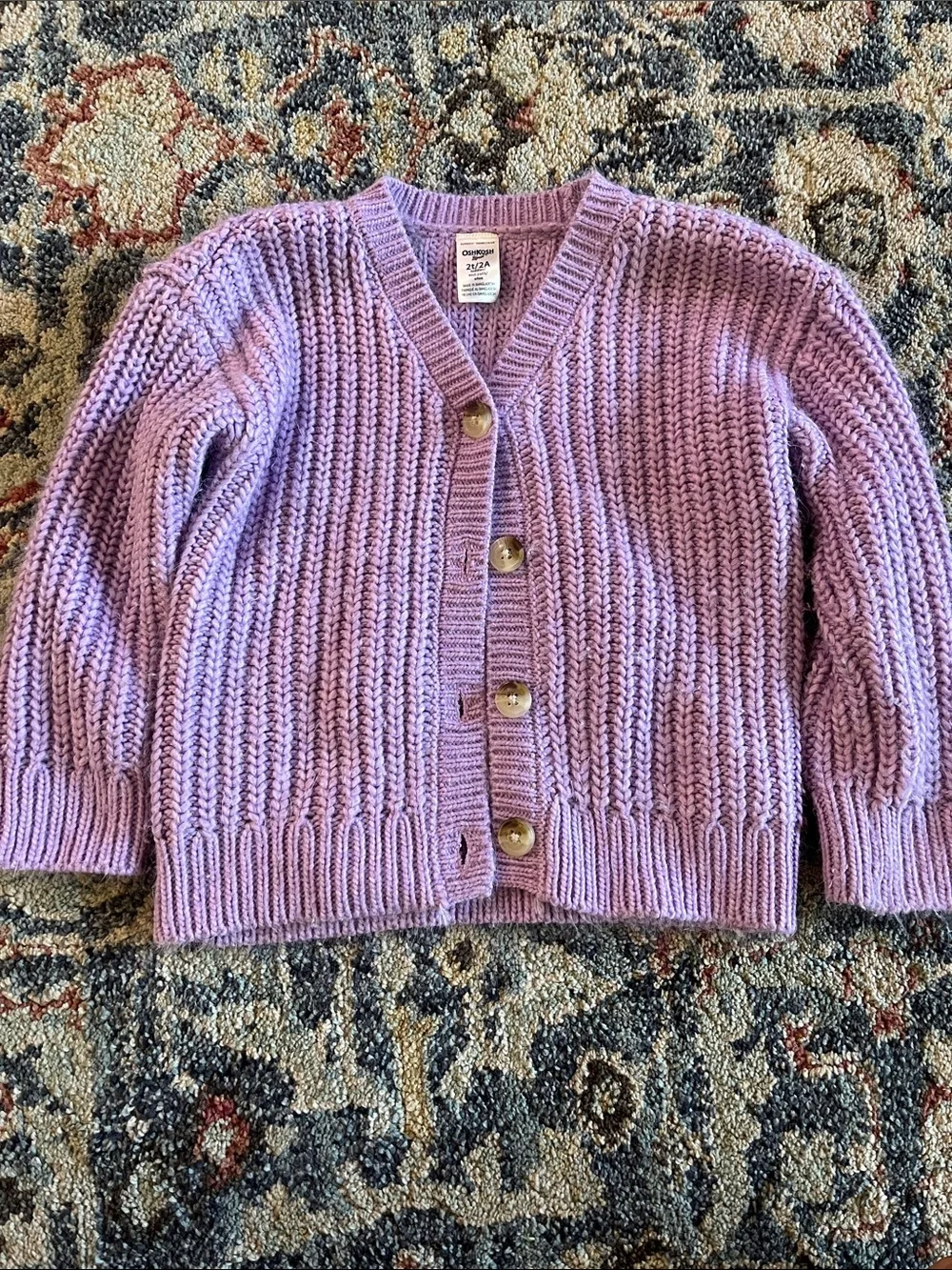 OshKosh B'gosh Lavender Chunky Knit Button-Front Cardigan